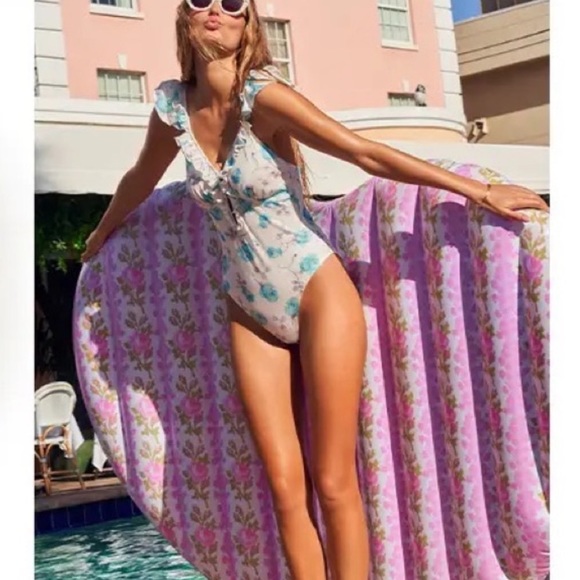 LoveShackFancy 🩵 Floral Ruffle One Piece Swimsuit - Picture 5 of 16